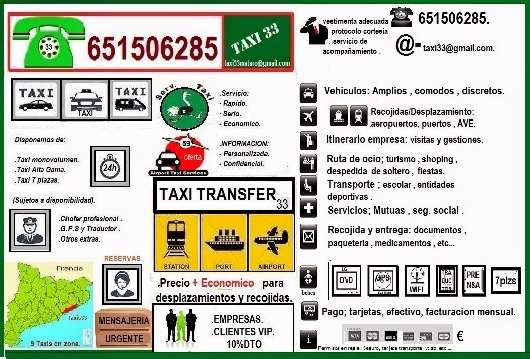 Taxi33 Mataro          (Maresme)     651506285