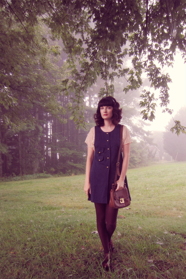 Navy pinafore with brass buttons Navy pinafore with brass buttons