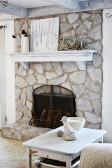 painted stone fireplace before and after