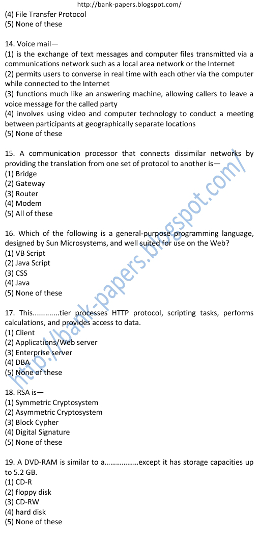 Syndicate Bank Sample Question Papers
