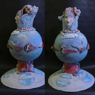 ceramic sculpture, climate change art, susan galleymore ceramic sculpture, sculpture, ceramic arts