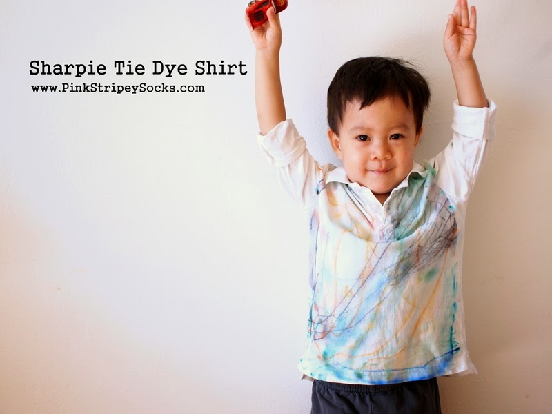 Sharpie Tie Dye Shirt Pink Stripey Socks