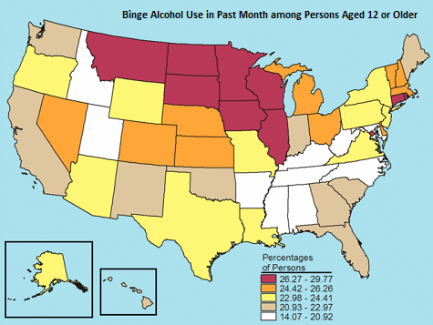 map of binge drinking by state