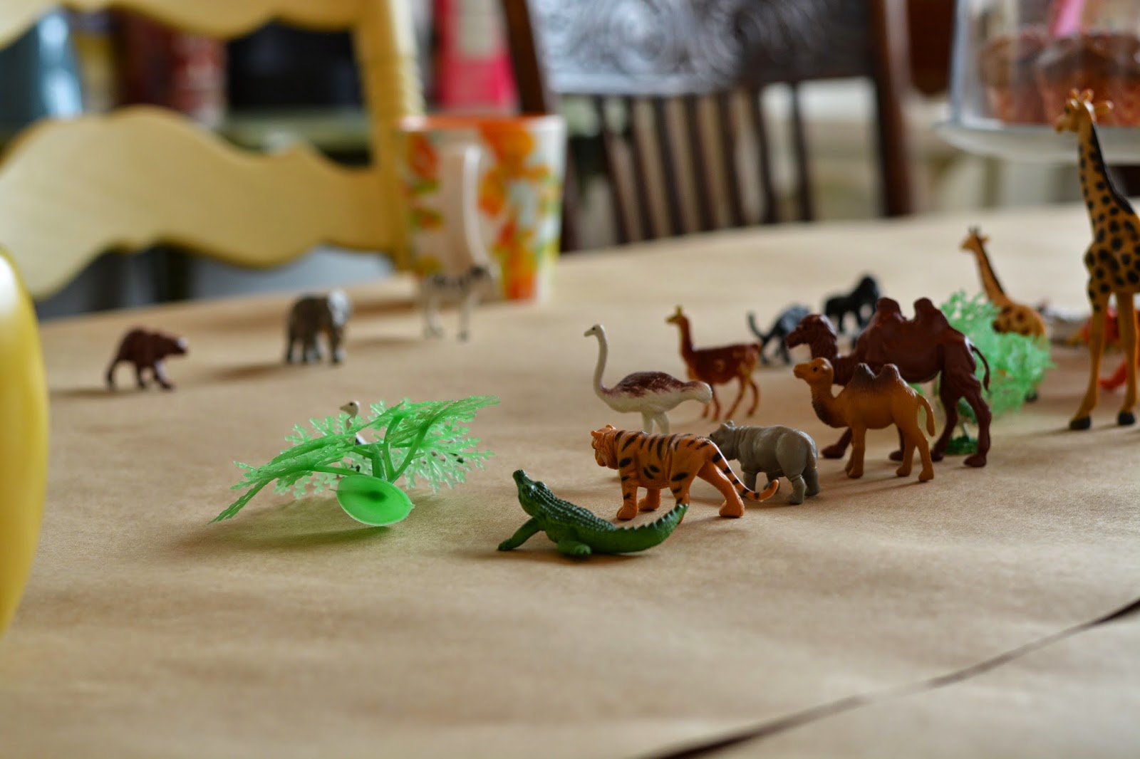 Plastic Zoo animals plastic zoo animals on table.