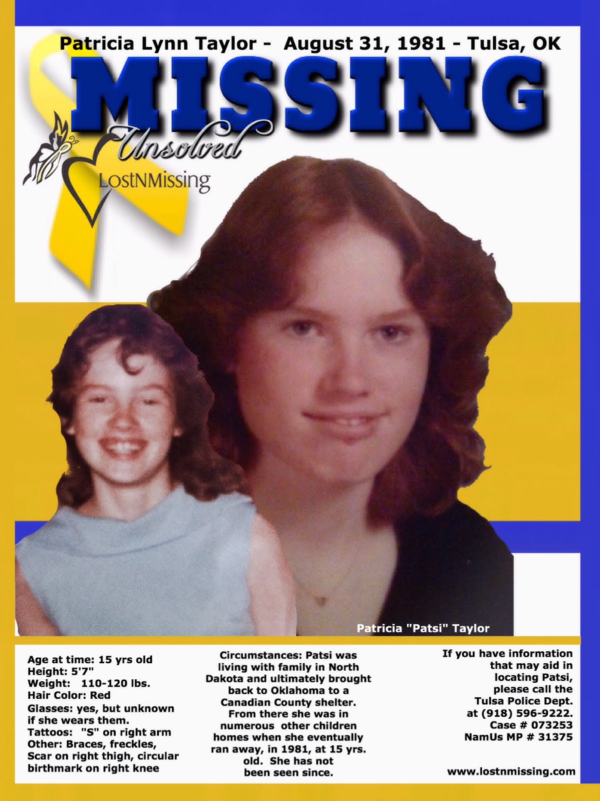 LostNMissing, Inc: Unsolved Missing: Patricia Lynn Taylor - Aug. 31
