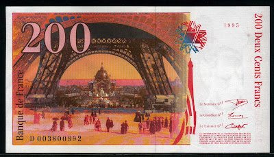 Banque de France Euro Paris French Francs banknote