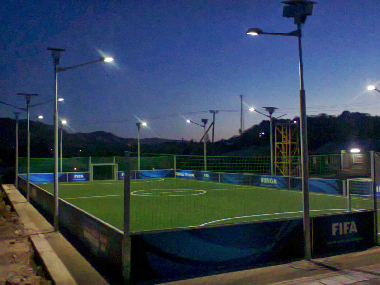 Solar Power Lights a Football Pitch in Iringa, Tanzania. Renewable