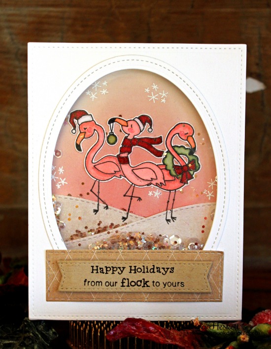 Pink Flamingo Christmas Shaker Card by Larissa Heskett | Flirty Flamingos stamp set by Newton's Nook Designs #newtonsnook #flamingo