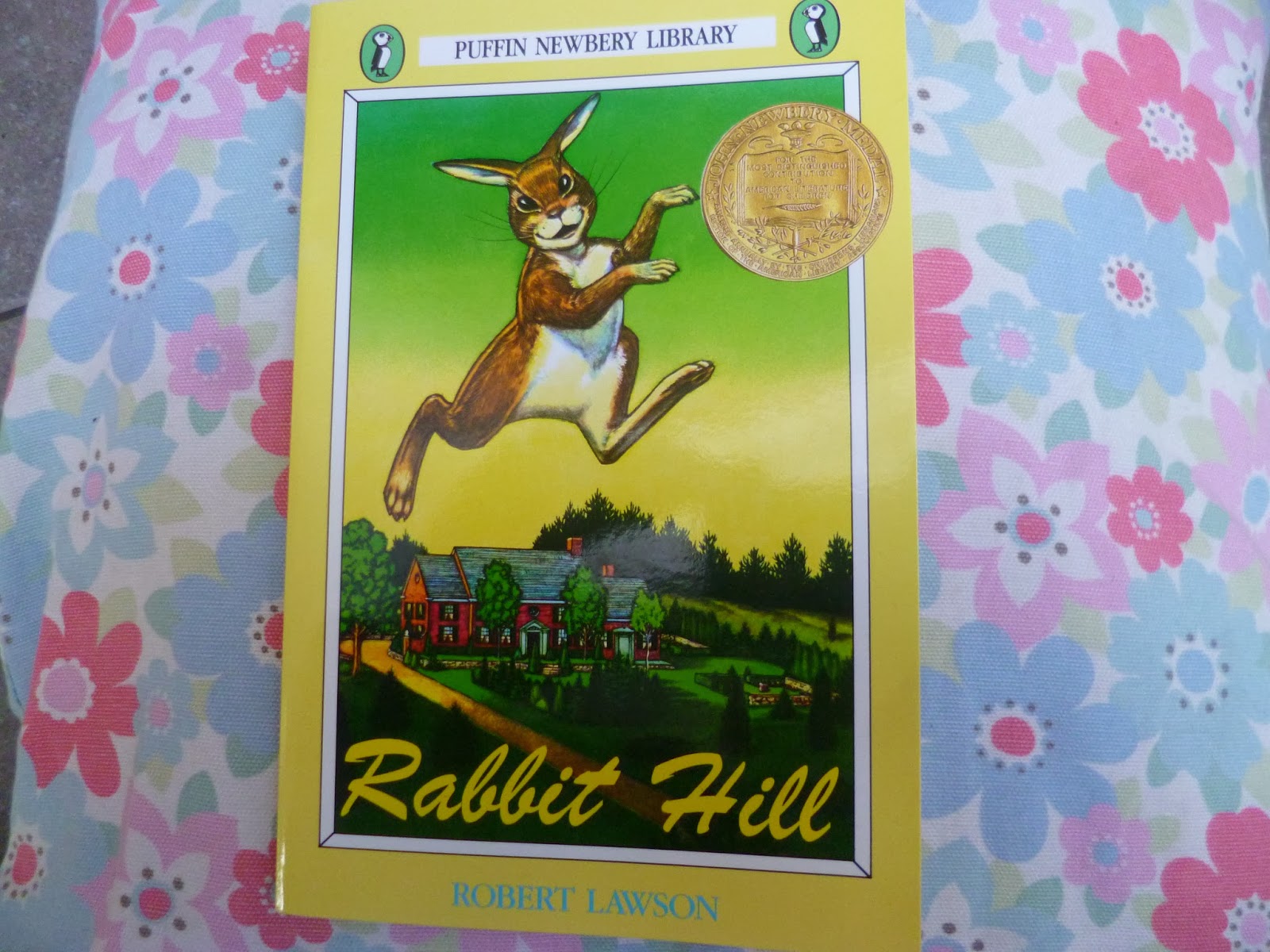 On the stripey couch on a Saturday morning Rabbit Hill by Robert Lawson