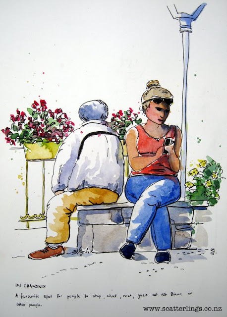 Sketch of people, Chamonix, France.