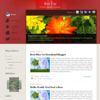 Red Top Blogger Template. blogger template from wordpress theme