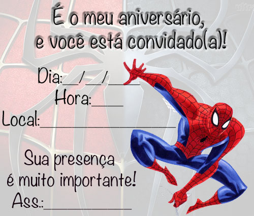 Criar convite de aniversário - Convite Homem Aranha