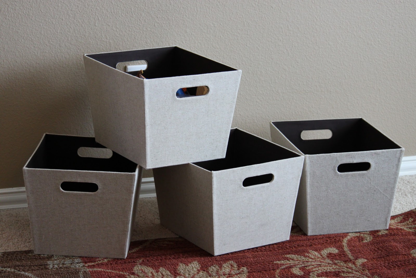 a little of this, a little of that Vinyl Lettering on Fabric Storage Bins