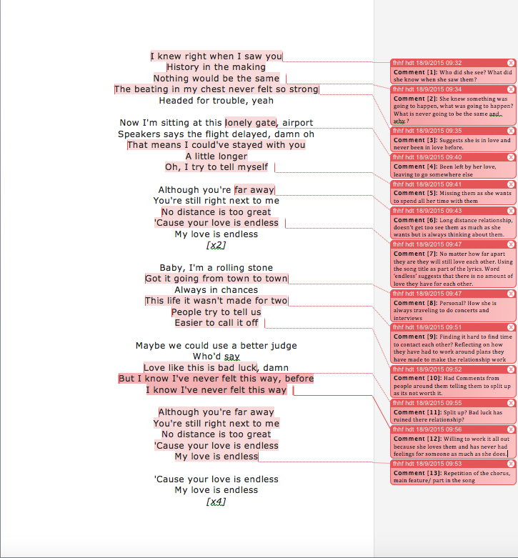 Analysis of song lyrics