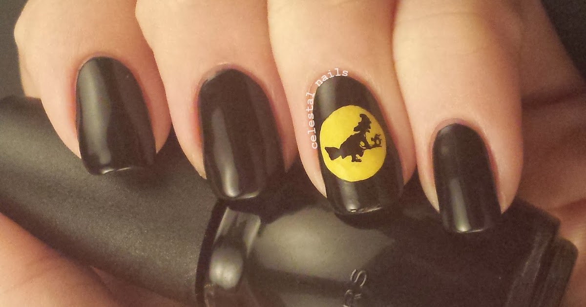 2. "Short Witchy Nails with Moon and Stars Design" - wide 5