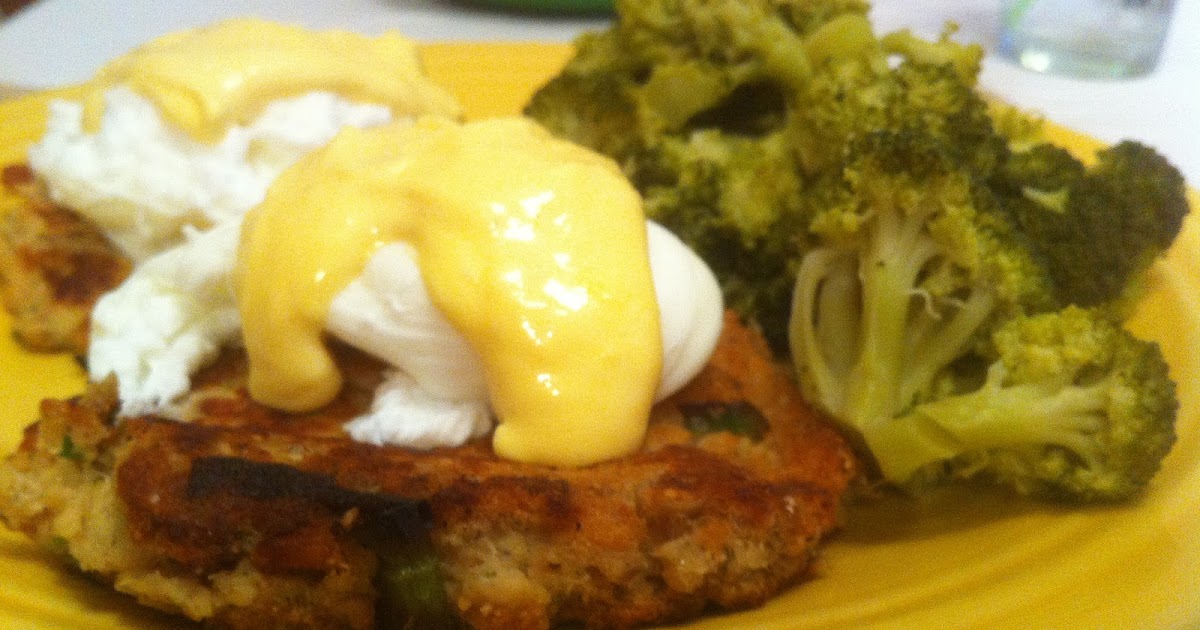 The Cave Salmon Cake Eggs Benedict with Steamed Broccoli