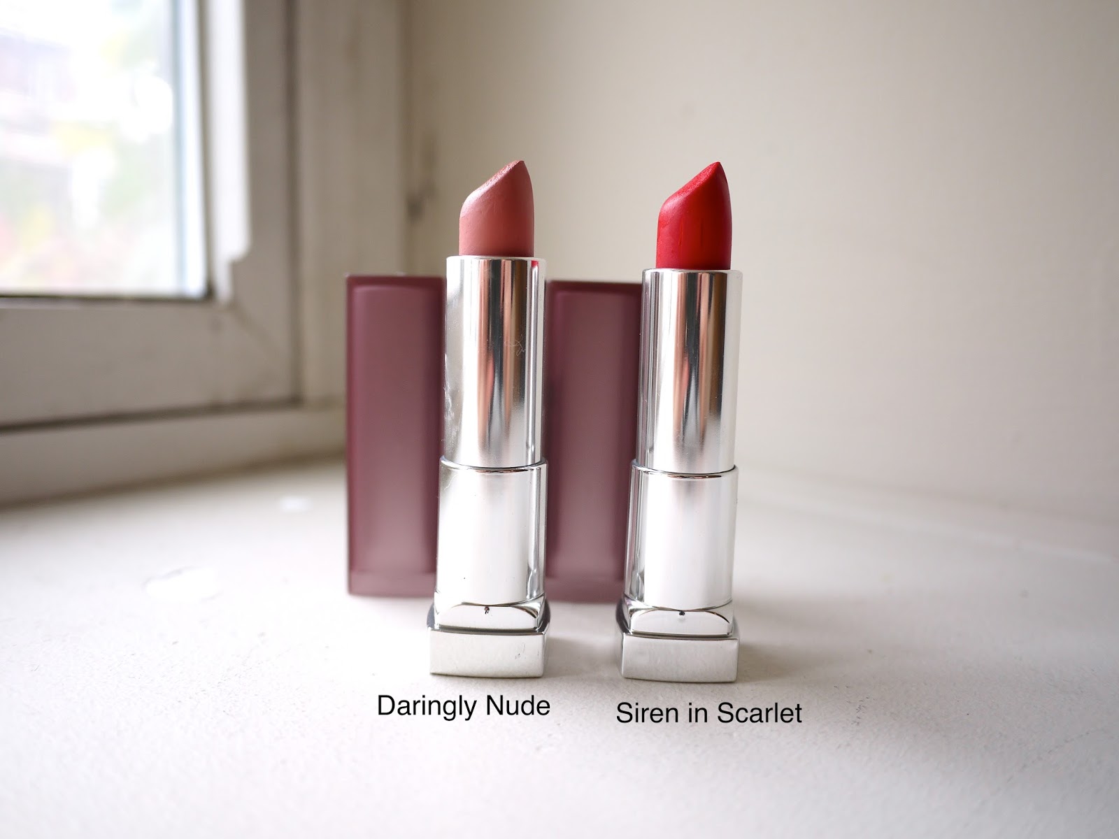 Maybelline Creamy Matte Lipsticks review daringly nude siren in scarlet