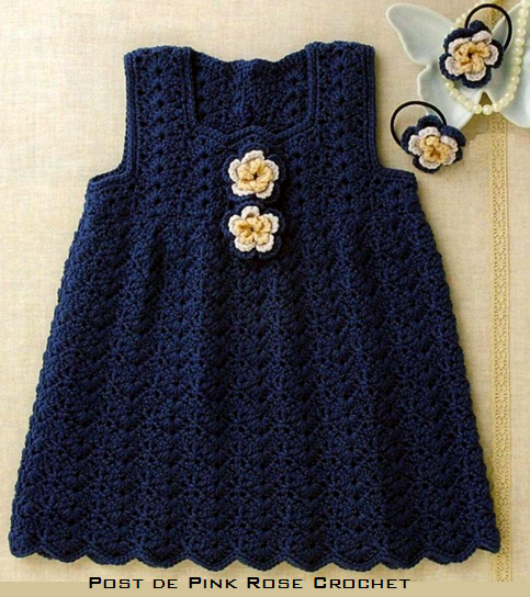 Pink Rose Croch?s: Vestido de Croch? Jumper para Meninas