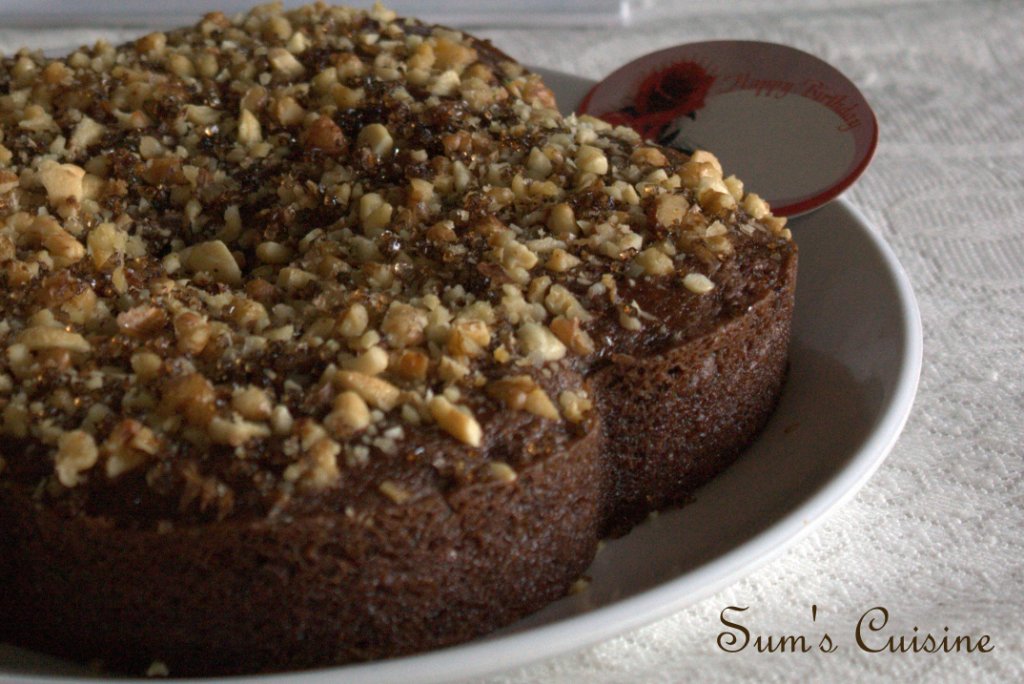 Sum s Cuisine: Eggless Chocolate Walnut cake
