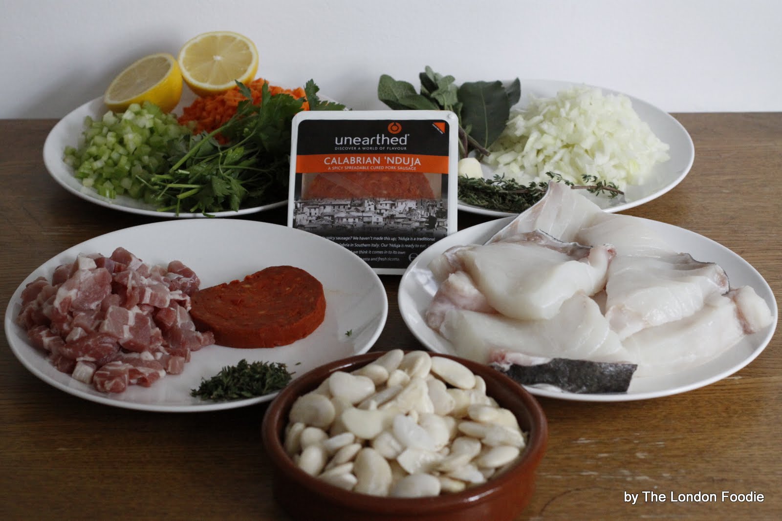 The London Foodie My Recipe for The Nduja Challenge "PanFried Halibut on Butter Beans and