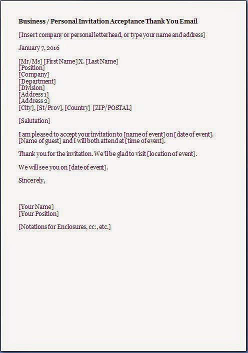 Invitation Acceptance Letter Format