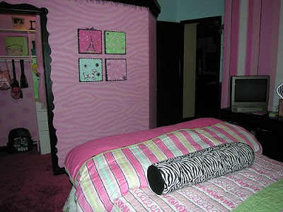 teen girls room pink zebra