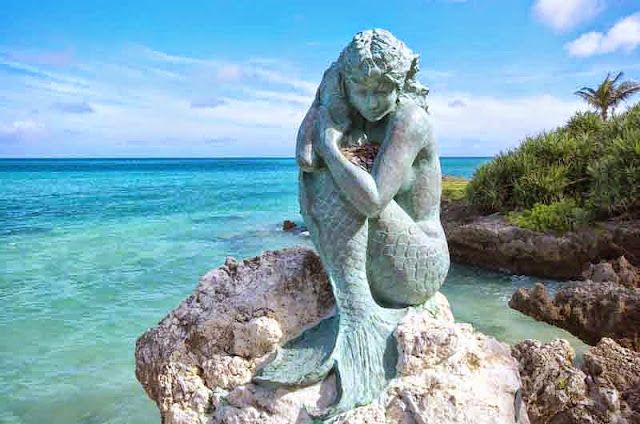 mermaid statue, beach