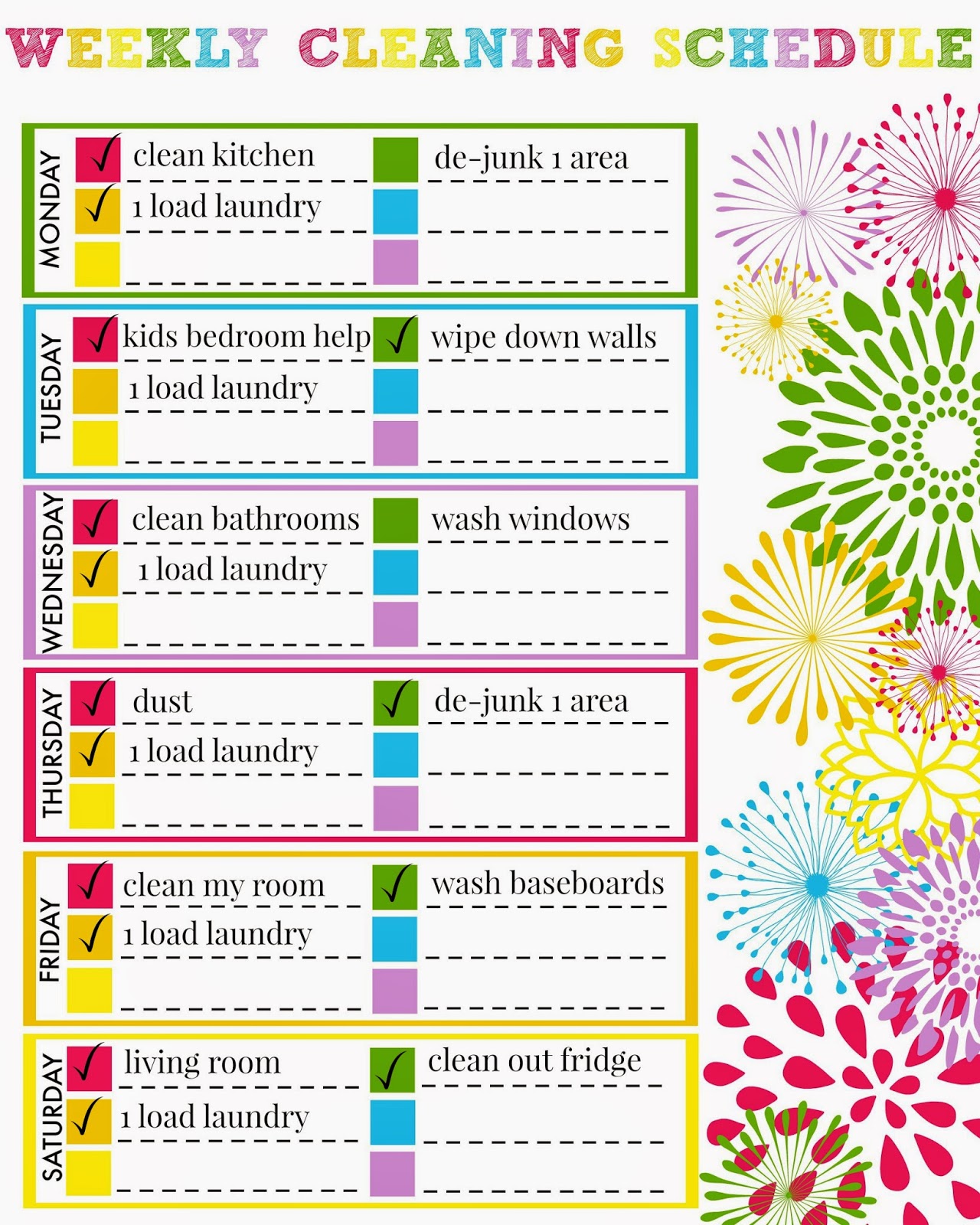 weekly schedule example