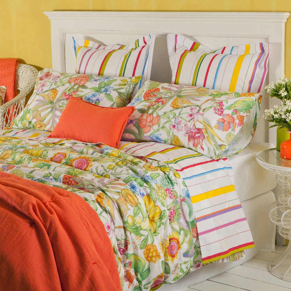 Zara Home Flowers and Fruit Bed Linen Well made bed, with colourful pillowcases and duvet cover