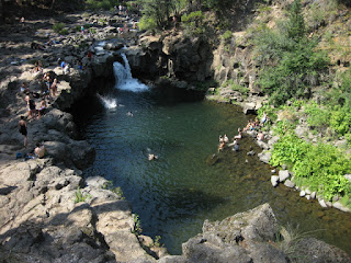 Swimmers at the Lower Falls of the McCloud River, McCloud, California