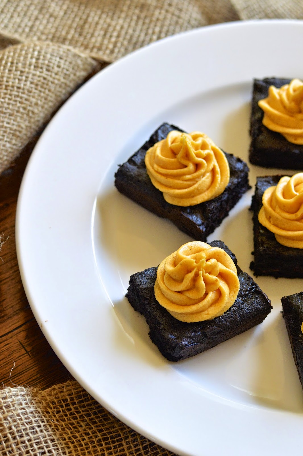 Gluten Free Dark Chocolate Brownies with Pumpkin Frosting Virtually