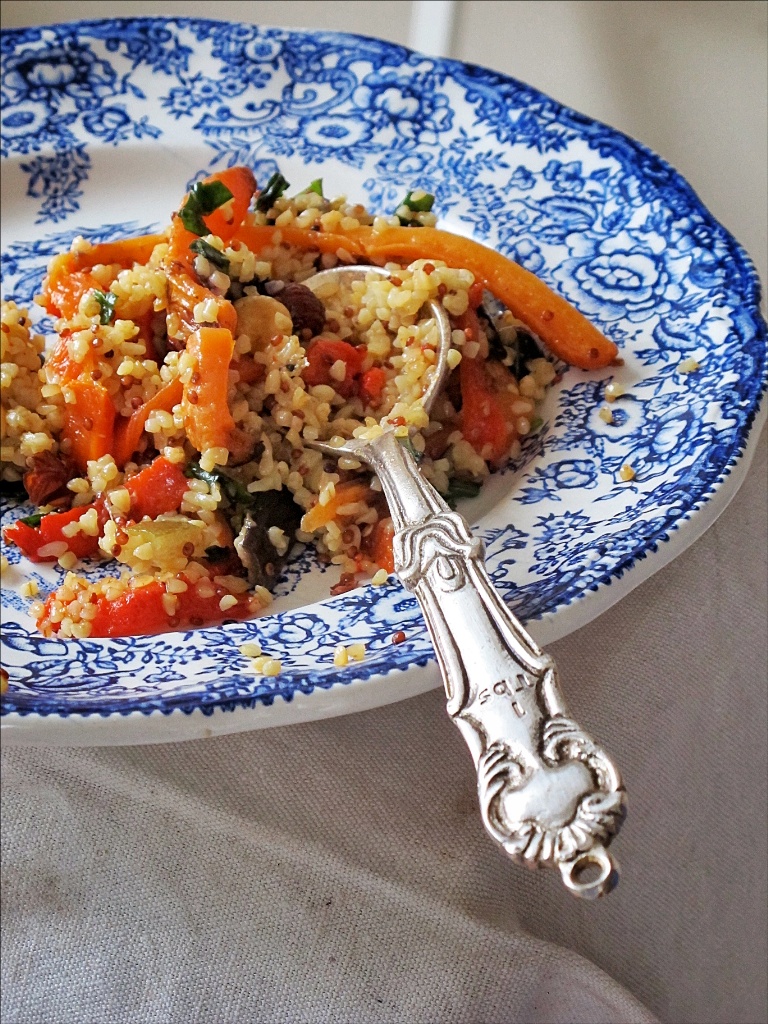 MsMarmiteLover Recipe Bulgar wheat Quinoa salad with roast vegetables