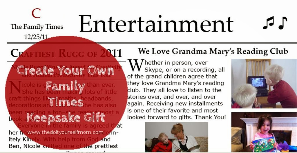 The DoItYourself Mom DIY Family Times Newspaper Keepsake Gift