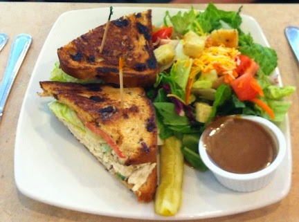 Egg & I - Chicken Apple Walnut sandwich on Raisin Toast with side salad Photo of Chicken Apple Walnut sandwich on Raisin Toast with side salad by Don Taylor