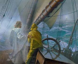 Jesus and a sailor  facing a storm