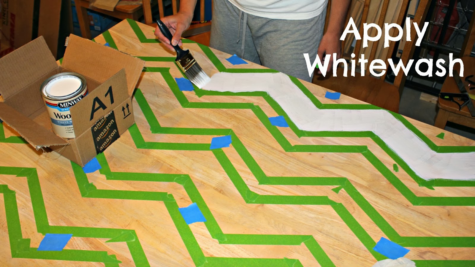 RisC Handmade Chevron Striped Table Top Refinish