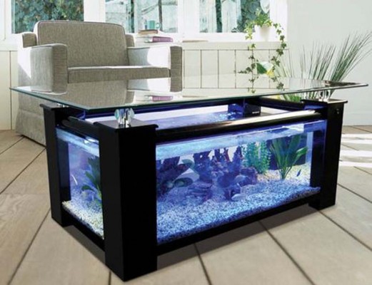 aquarium l shaped coffee table black color
