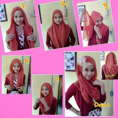 cara pakai jilbab pasmina wajah bulat cantik modern