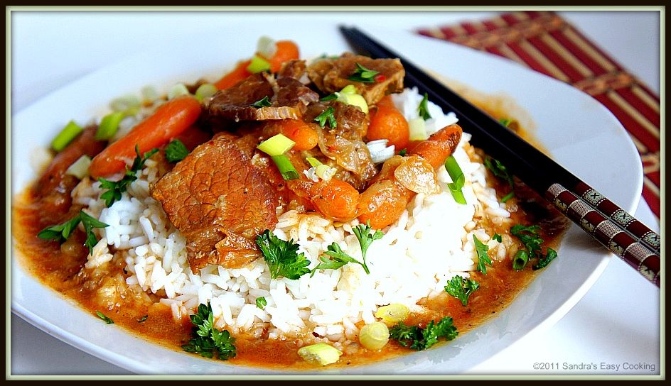 Braised Beef Stew Over Rice SANDRA'S EASY COOKING