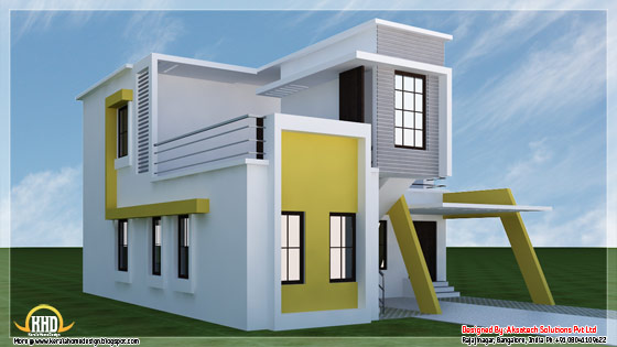 Modern contemporary house 3D render 2