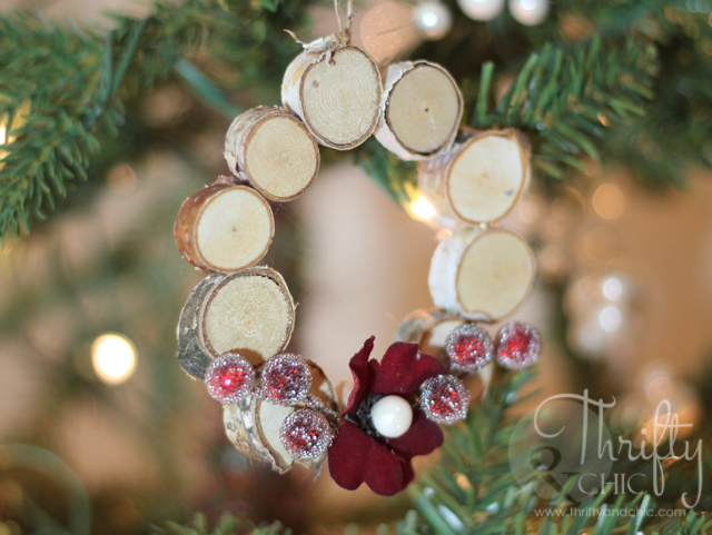 Mini Woodland Wreath Ornament made from birch discs