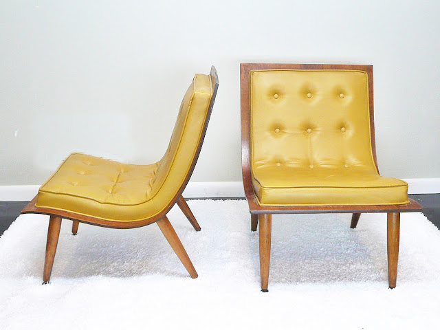 Molded Plywood Danish Mid-Century Modern Scoop Carter Brother of North Carolina Lounge Chairs