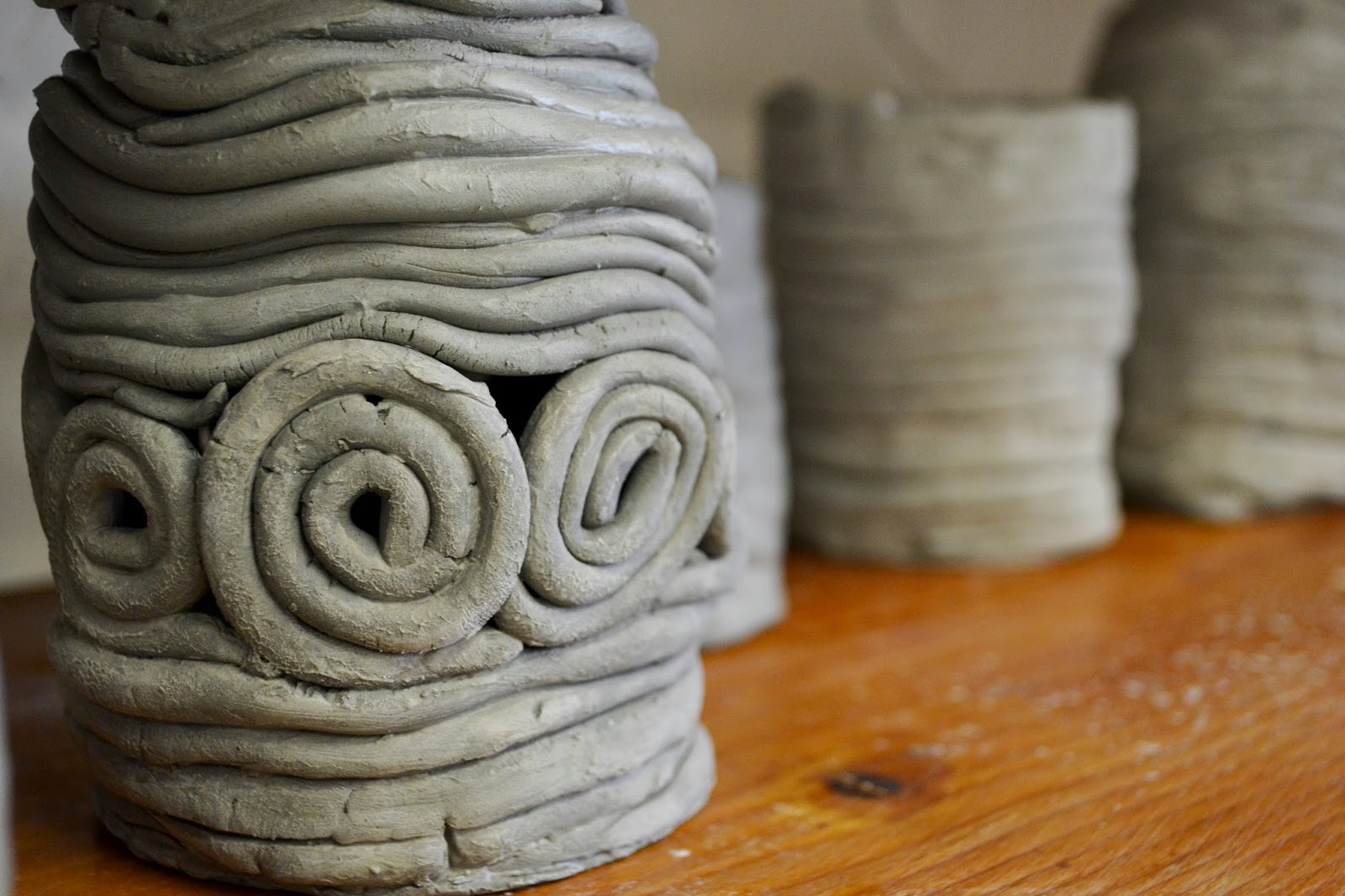 Lessons from the K12 Art Room Art I Coil Pots (In Progress)