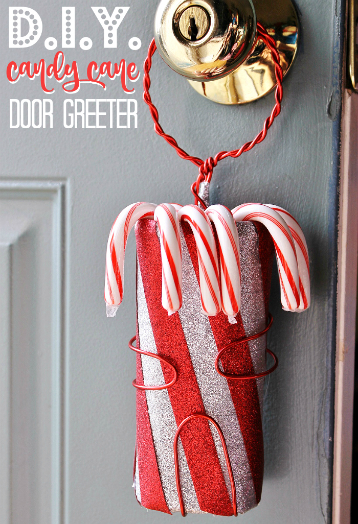 D.I.Y. Candy Cane Door Greeter Tutorial- #CraftAmazing creations with colorful, mess free, easy to use Scotch® Expressions Tapes availible in multiple sizes, prints, and even washi! Find them at Walmart! (ad)