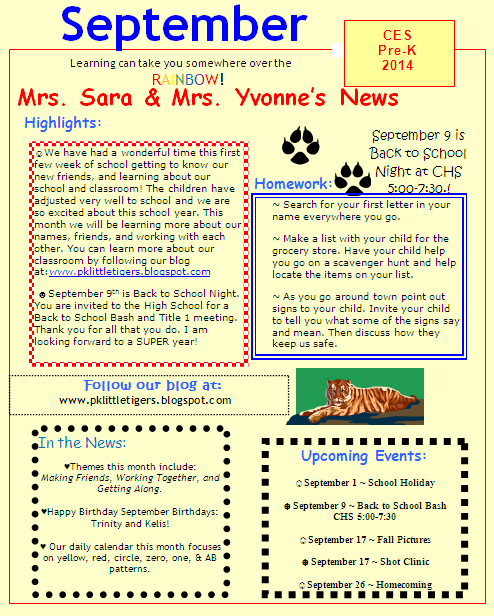 prek newsletters