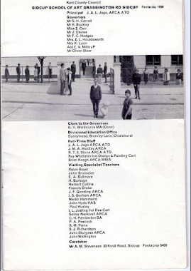 Sidcup School of Art prospectus 1962/63