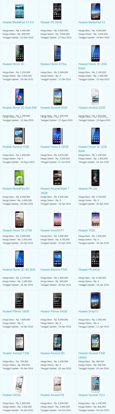 Daftar Harga Hp Huawei Januari 2016 Daftar Harga Hp Huawei Januari 2016