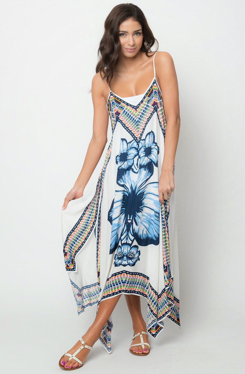 Buy cheap hawaiian asymmetrical maxi dress online at