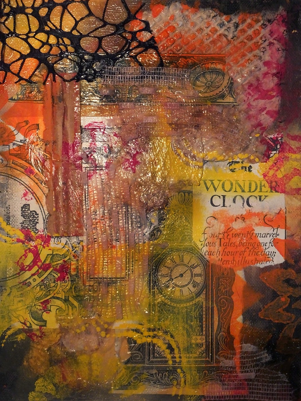 mixed-media, collage green, re-use, painting