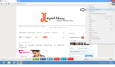 Enable Private browsing (incognito browsing) in Google Chrome